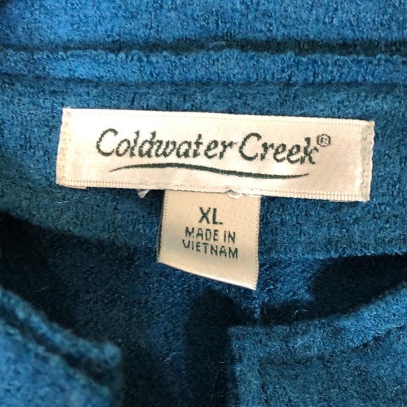 COLDWATER CREEK Teal Boiled Wool Blend Button Front Coat Jacket Size XL - Picture 15 of 16